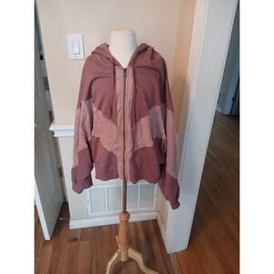 PINK Victorias Secret Full Zip Hoodie Sweatshirt Batwing Dolman Sleeves Mauve L